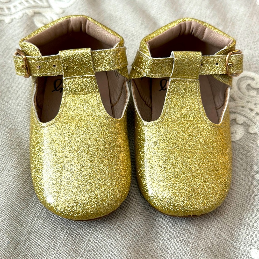 Gold sparkly Monkey Feet shoes